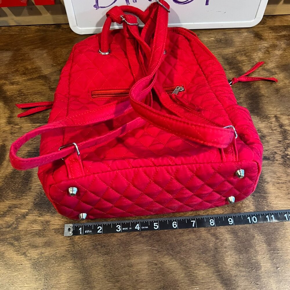 Red Quilted Mini Small backpack - Picture 4 of 7